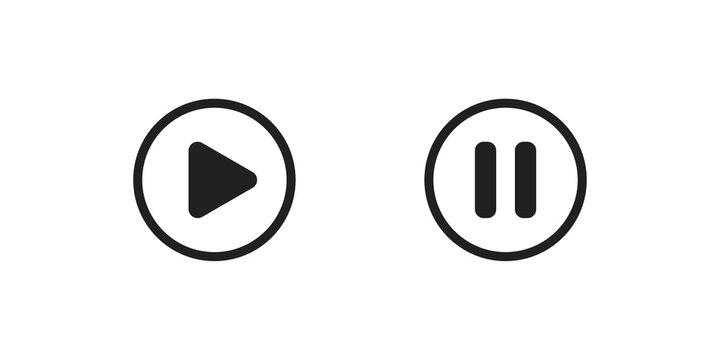 Play and pause button icon design. Video player symbol for app and web
