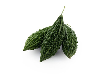 fresh bitter gourd on white background