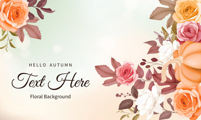 Fototapeta na wymiar Autumn floral background with beautiful flowers