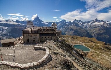Landscape of mountains at Gornergrat, swiss alps, Switzerland, with Matterhorn and glacier (from...