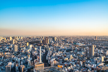 Asia Business concept for real estate and corporate construction - panoramic modern city skyline bird eye aerial view in Shibuya Sky, Tokyo, Japan