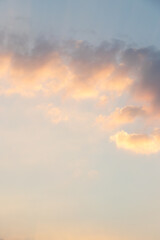 Naklejka na ściany i meble Beautiful orange color light sky with cloud background from sunset