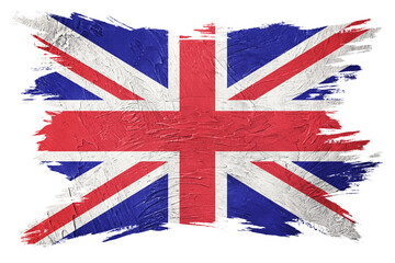 Grunge Great Britain flag. Union Jack flag with grunge texture. Brush stroke. - obrazy, fototapety, plakaty