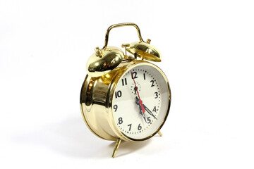 Vintage Antique Desk Clock on White Background