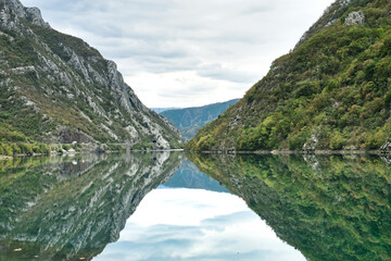 The mirror of the beautiful mountain river Neretva in the national park Blidinje, Bosnia and Herzegovina