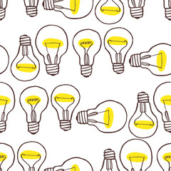 Abstract seamless pattern of lightbulb. Image for a poster or cover. Vector illustration. Repeating texture. Figure for textiles.