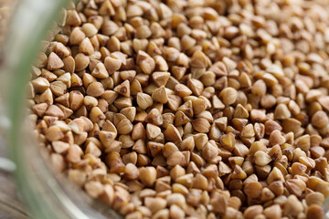 Buckwheat groats close-up, macro.