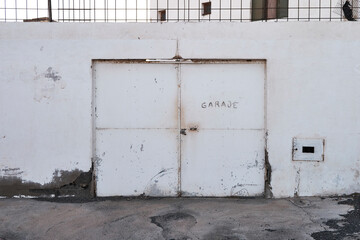 Front View Of White Garage Door