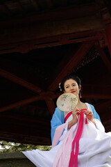 Obraz na płótnie Canvas Chinese girl wearing ethnic costume