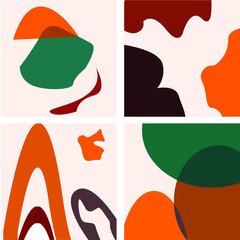 Great Collection of Abstract backgrounds. Hand drawing scribbles of various shapes, leaves, face, freckles, drops. Modern contemporary trendy vector illustration. Each background is isolated. 