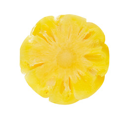Top view of pineapple slice isolated on white