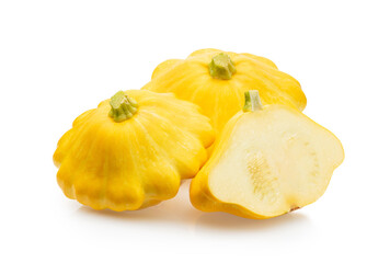 Yellow patty pan on white background