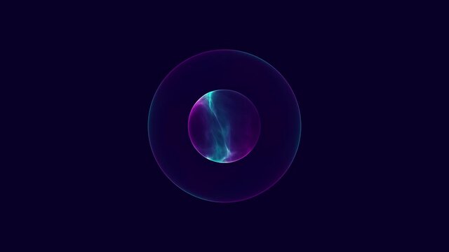Digital futuristic plasma sphere shape on dark background