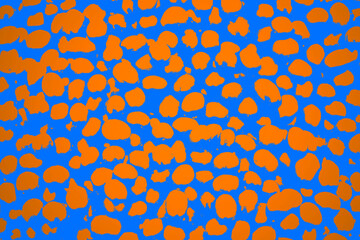 Abstract orange blue background. Drops. View from above. Textured surface.