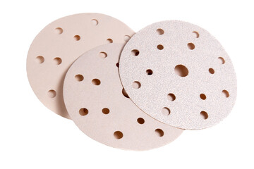 Round sandpaper abrasive sheet isolated on white background