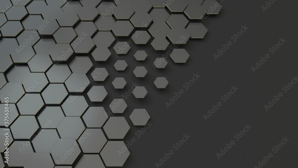 Poster dark hexagon pattern background, 3d rendering.