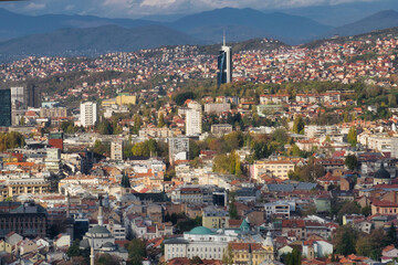 Panoramic cityscape of Sarajevo, Bosnia and Herzegovina