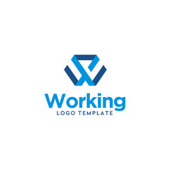 Ribbon Initial Letter W for Work with neck wear businessman suit logo design