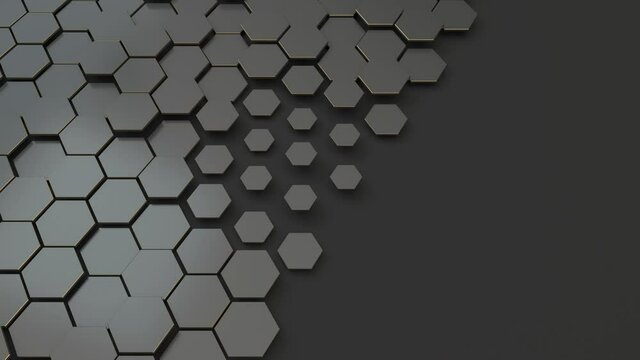 Dark hexagon pattern background, 3d rendering.