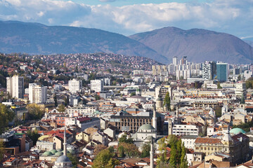 Fototapeta premium Panoramic cityscape of Sarajevo, Bosnia and Herzegovina