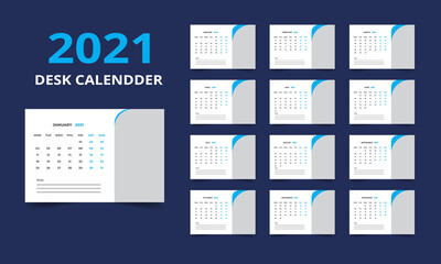 Desk calendar design 2021 template