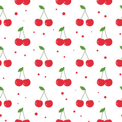 This is a seamless pattern of cherry on a white background.