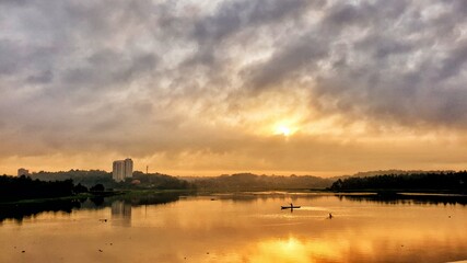 sunset over the river
