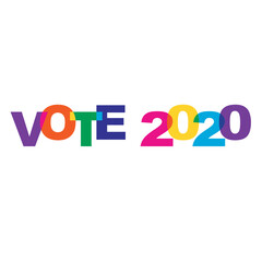 VOTE 2020 rainbow colors vector typography