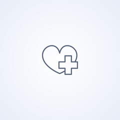 Plus, heart, vector best gray line icon