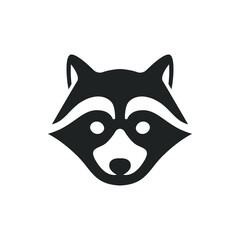 Black raccoon vector icon isolated on white background