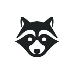 Black raccoon vector icon isolated on white background
