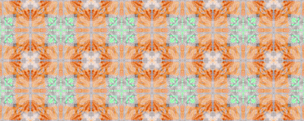 Batik Multicolor Design.  Orange, Green and Pink Textile Print. Traditional Backdrop.  Colorful Natural Ethnic Illustration. Shibori or Batik Multicolor Textile Design. 