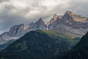 Obraz na płótnie Canvas Mountain range Dents du Midi, Champéry, Switzerland