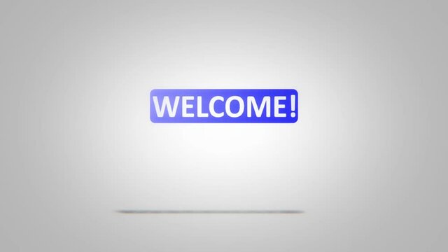 Welcome text banner intro. Welcome title reveal animation.

