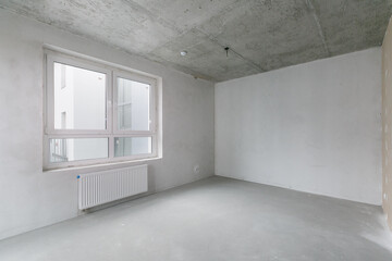 interior of the apartment without decoration in gray colors