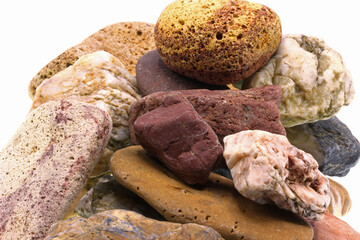 pieces of stone isolated on white background