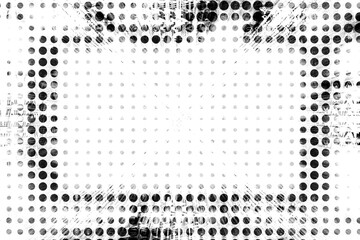 An abstract grunge halftone splatter border background image.