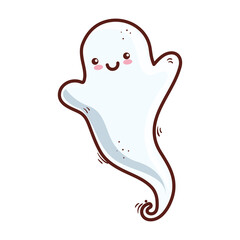halloween, cute ghost in white background vector illustration design