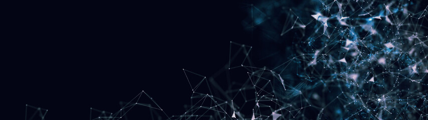 Fototapeta premium Abstract futuristic - technology with polygonal shapes on dark blue background. Design digital technology concept. 3d illustration.