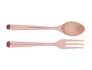 neatly arranged wooden spoons and forks