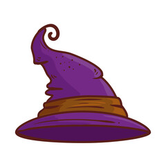 halloween, hat witch purple color on white background vector illustration design