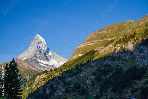 Leinwandbilder Matterhorn Mountain With Blue Sky, Zermatt, Switzerland,  Summer-LaMantarraya