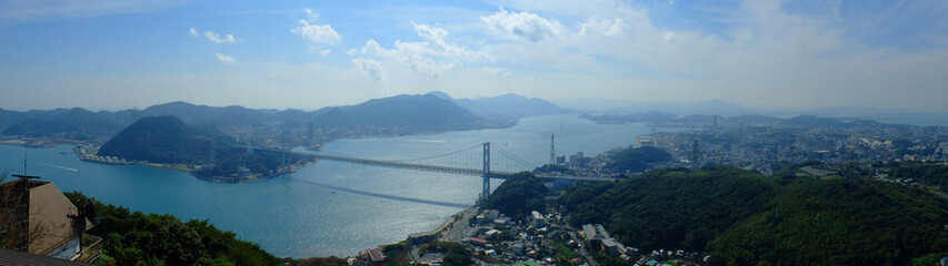 下関の高台から見た関門海峡と北九州のパノラマ