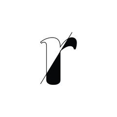 Letter R Monogram with slices effect in black and white color