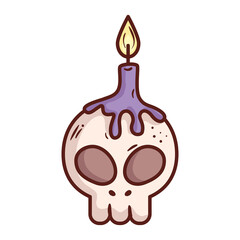 halloween, skull with candle in white background vector illustration design