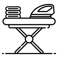 
Iron on foldable table depicting iron stand icon
