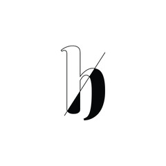 Letter H Monogram with slices effect in black and white color