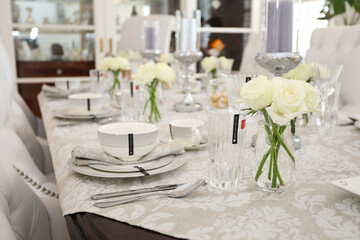 Elegant white table setting.