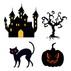 icons set of happy halloween vector illustration design