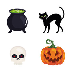 Fototapeta premium icons set, happy halloween celebration vector illustration design
